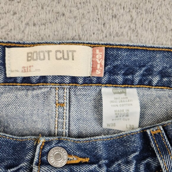 Levi's 517 Jeans Men's 36x30 Distressed Worn Faded Blue Denim Pants Boot Cut - Picture 7 of 9